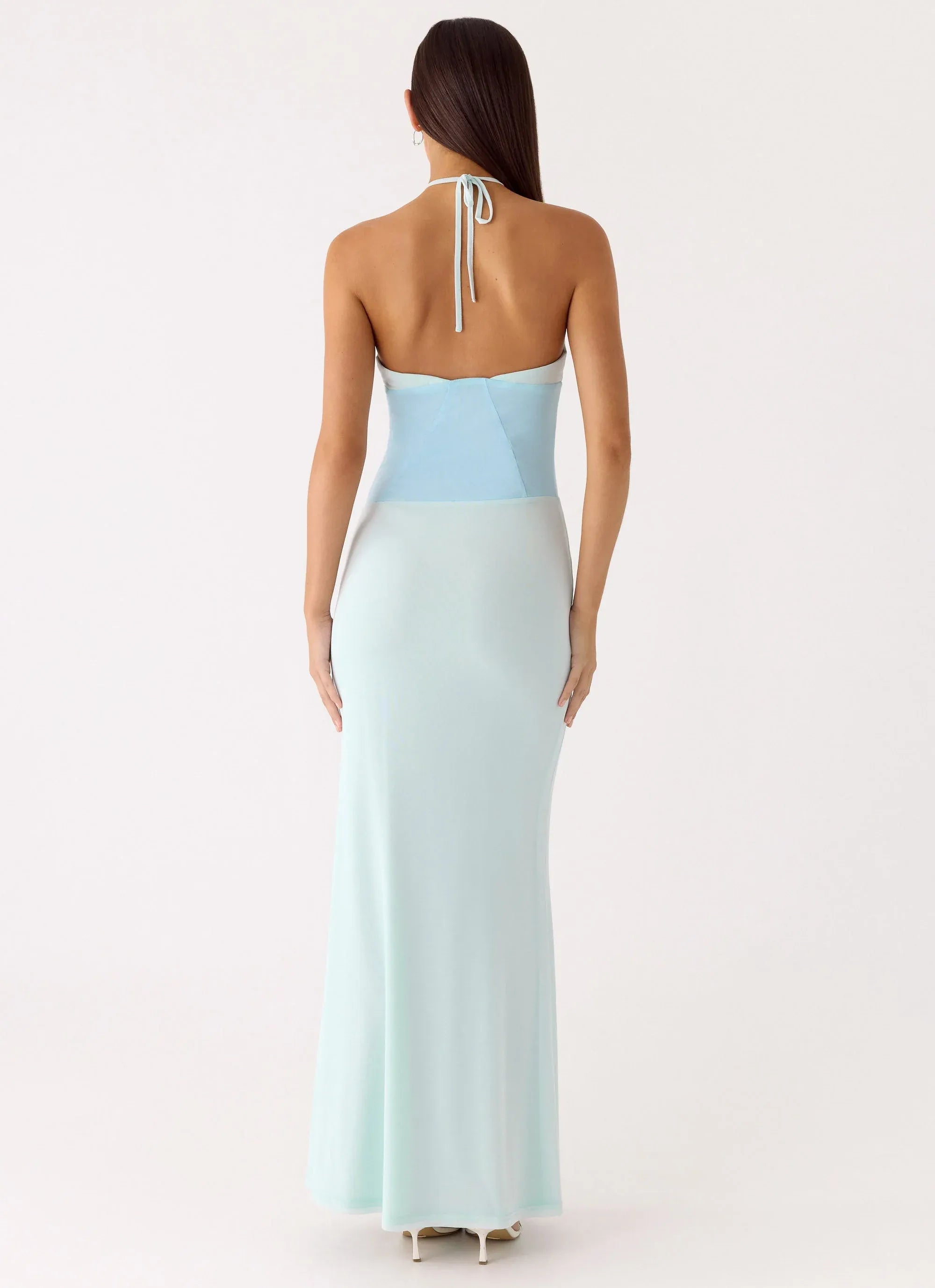 Dreamy Sheath Halter Neck Sleeveless Cut Out Front Floor Length Plus Size Evening Dress