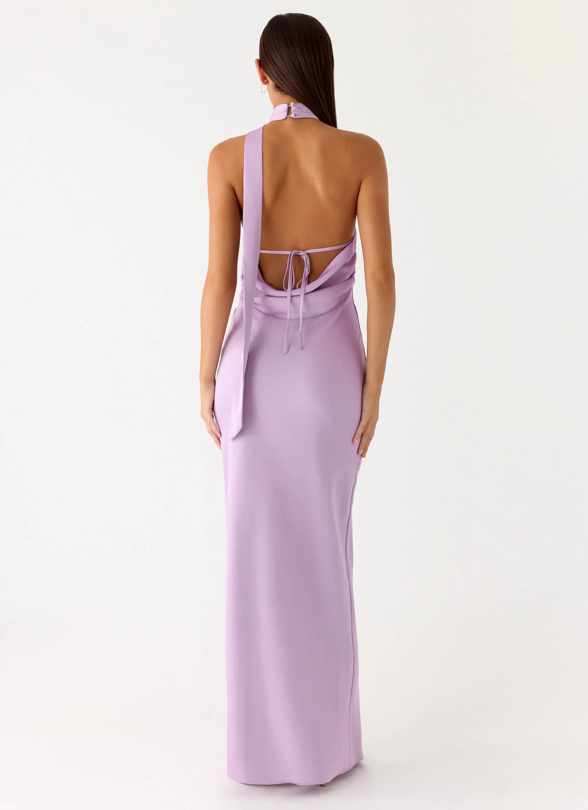 Dreamy Sheath Halter Neck Sleeveless Draped Back Floor Length Plus Size Evening Dress