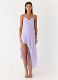 Dreamy Sheath Halter Neck Sleeveless Open Back Asymmetrical Length Plus Size Evening Dress