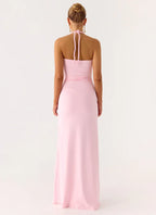 Dreamy Sheath Halter Neck Sleeveless Ruched Front Floor Length Plus Size Evening Dress