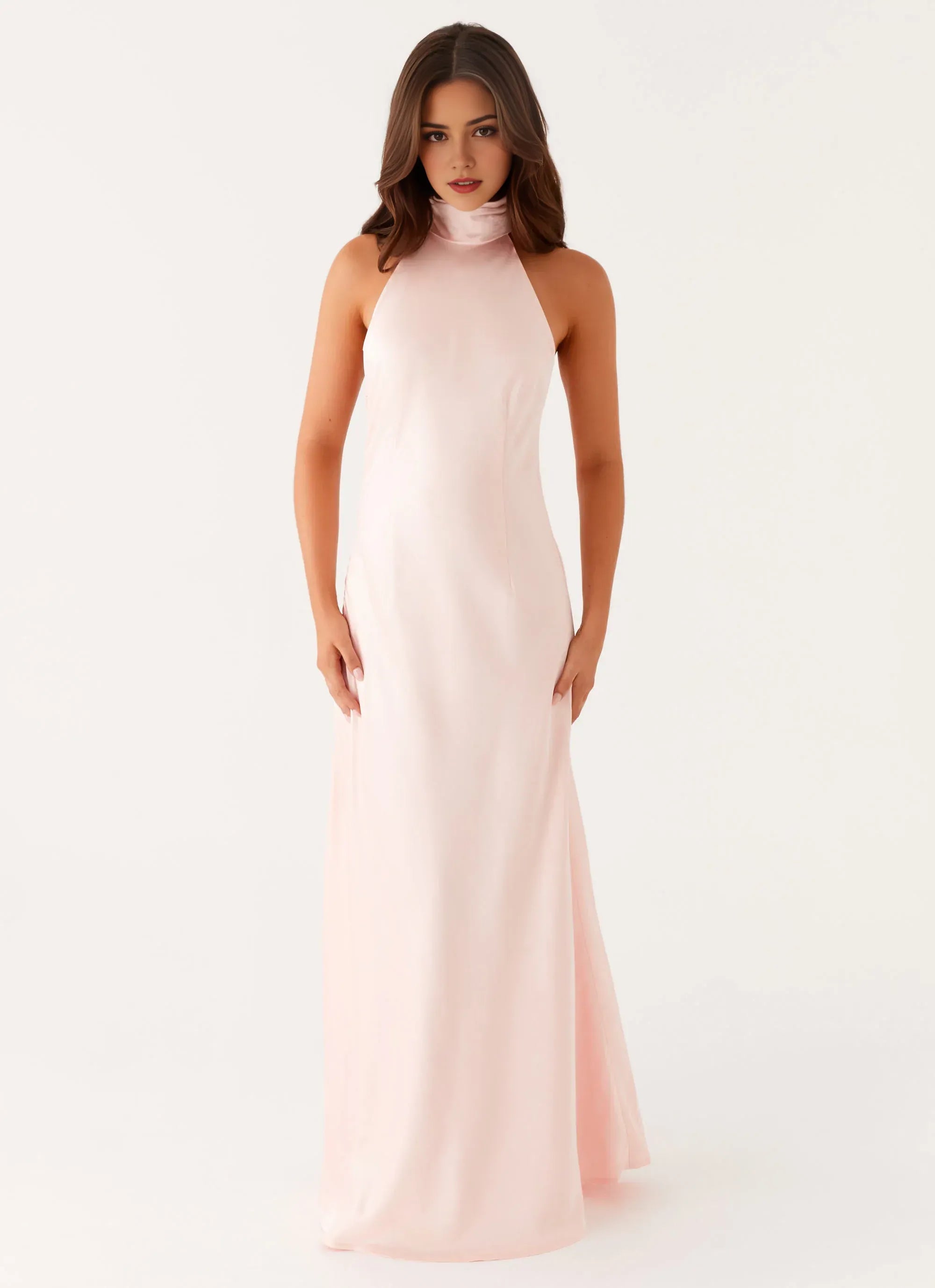 Dreamy Sheath High Neck Sleeveless Bow Back Floor Length Plus Size Evening Dress