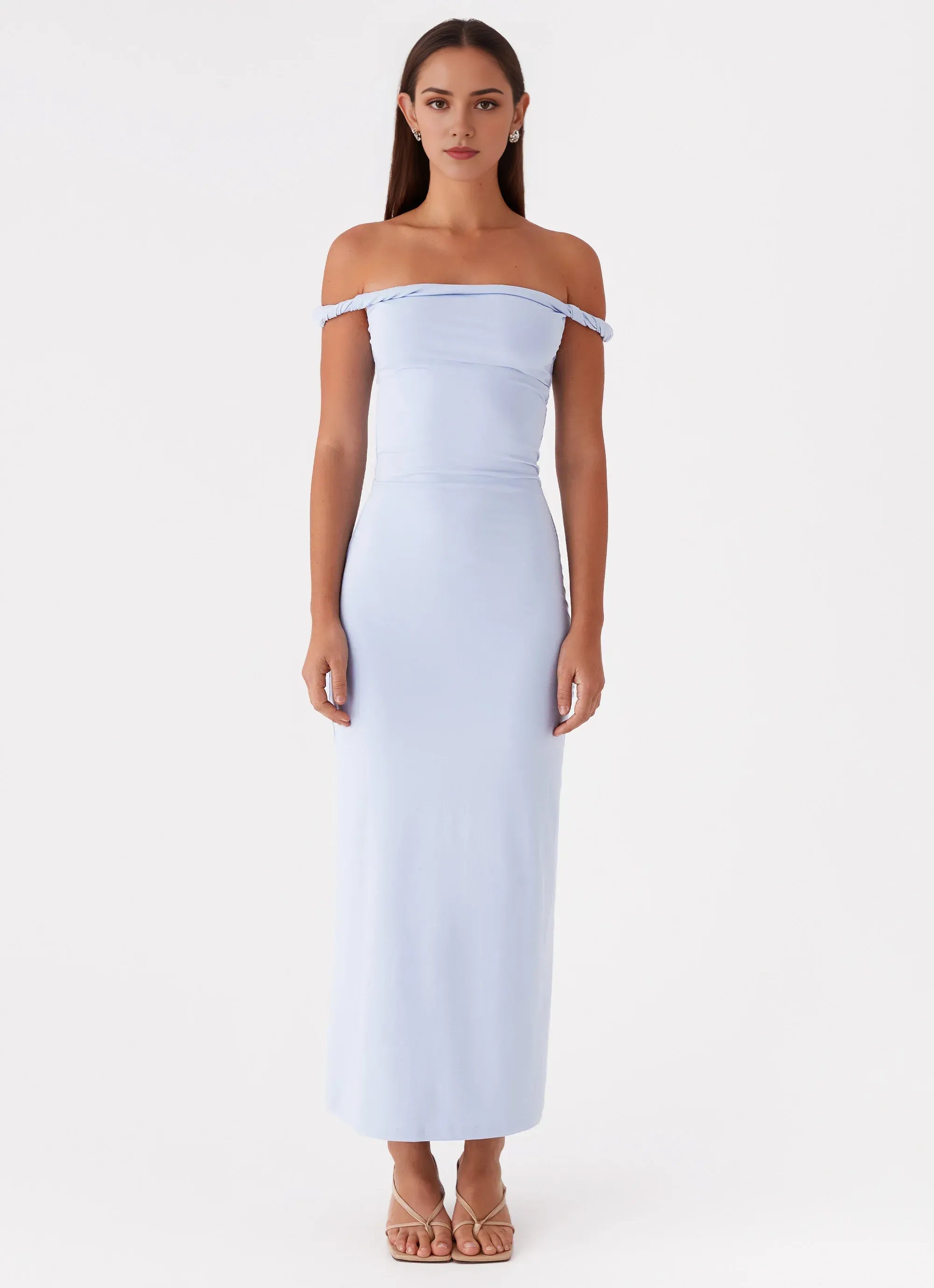 Dreamy Sheath Off Shoulder Sleeveless Ruched Back Floor Length Plus Size Evening Dress