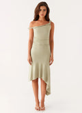Dreamy Sheath One Shoulder Sleeveless Ruched Back Asymmetric Midi Plus Size Evening Dress