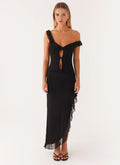 Dreamy Sheath One Shoulder Sleeveless Ruffled Trim Asymmetric Midi Plus Size Evening Dress