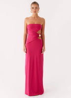 Dreamy Sheath Strapless Sleeveless Cut Out Side Floor Length Plus Size Evening Dress