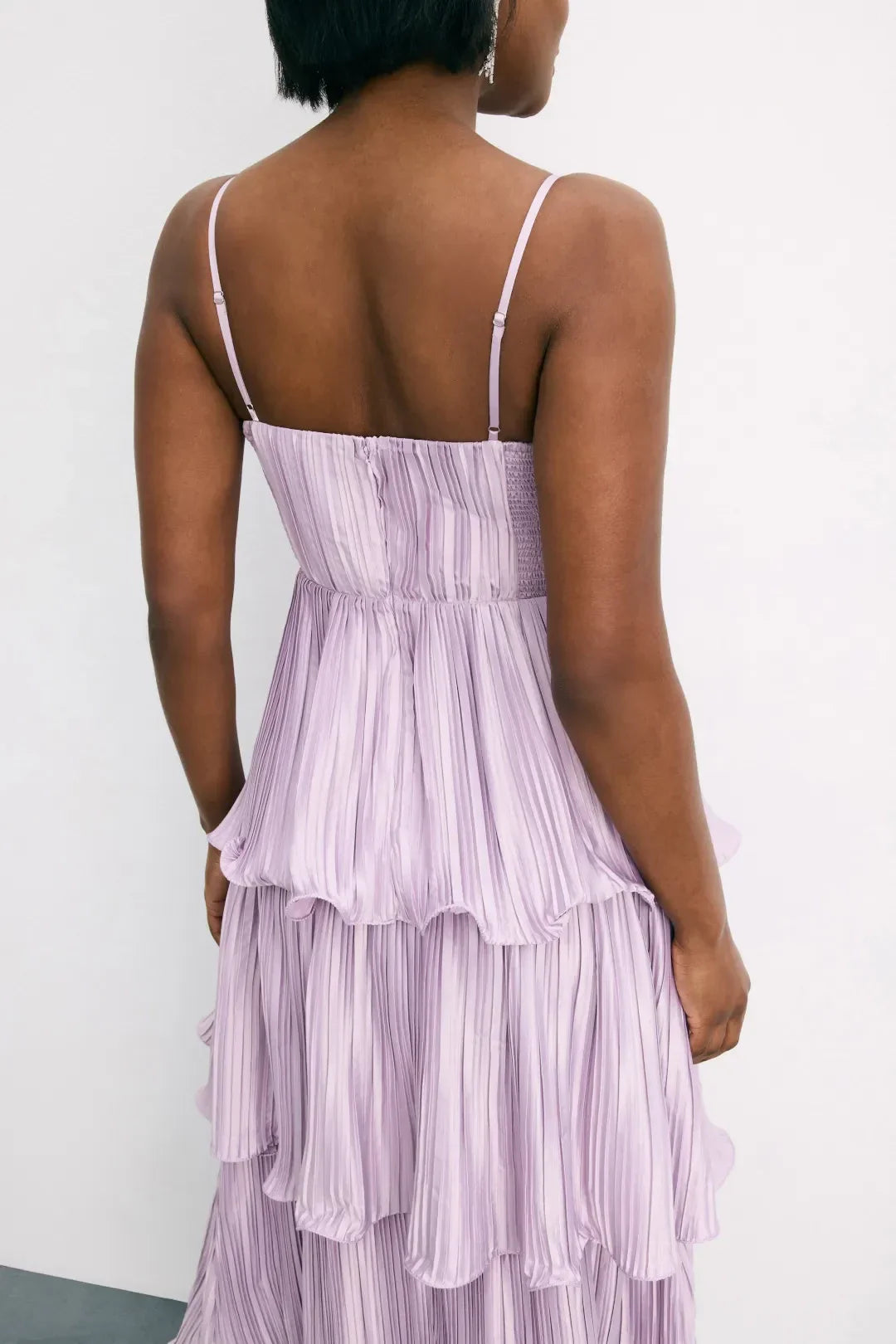 Dreamy Sheath Sweetheart Neck Sleeveless Tiered Pleat Floor Length Plus Size Prom Dress