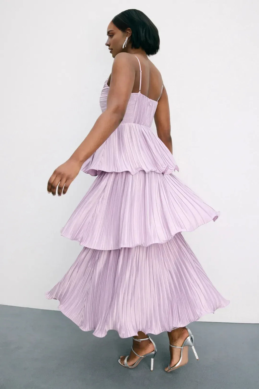 Dreamy Sheath Sweetheart Neck Sleeveless Tiered Pleat Floor Length Plus Size Prom Dress