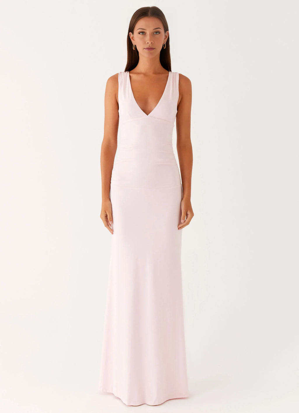 Dreamy Sheath V Neck Sleeveless Cut Out Back Floor Length Plus Size Evening Dress