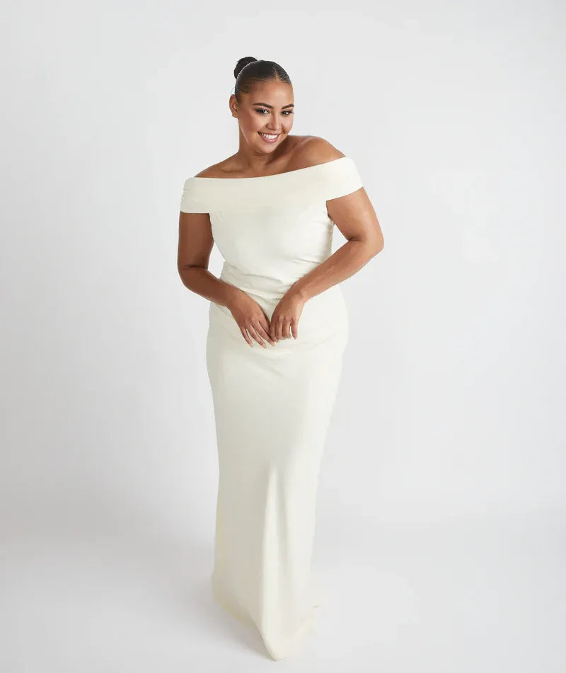 Dress Elegant Off the Shoulder Bridesmaid Dress Maxi Dress Solid Color Sage Sleeveless Column Prom Dress