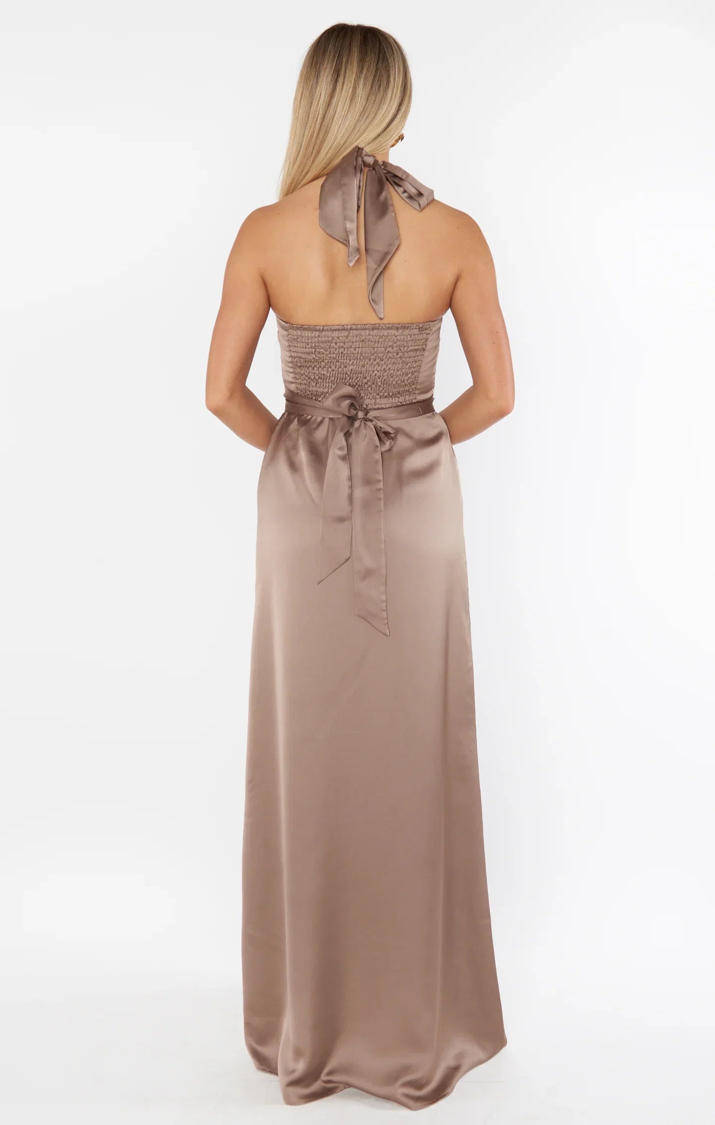 Dress Vintage Halter Neck Sleeveless Maxi Dress A-Line Solid Color Backless Prom Dress