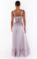 Dress Regular Straps Square Neck Sleeveless Maxi Dress Column Simple Crisscross Back Prom Dress With Slit