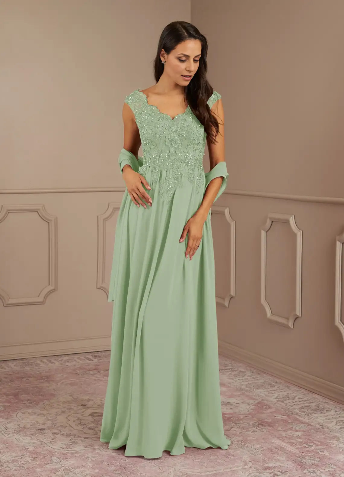 Black Dress A-Line V-Neck Sequins Maxi Dress Modern Cap Sleeves V Back Mother of the Bride Dress