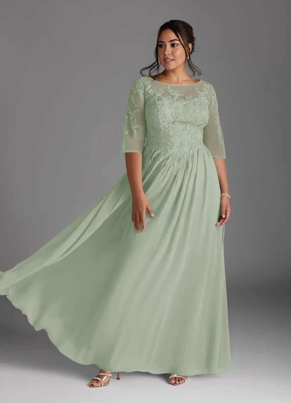 Plum Dress Scoop A-Line Mother Of The Bride Evening Dress Fashion Three-Quarter Sleeve Back Zip Plus Size Mother Of The Groom Dresses