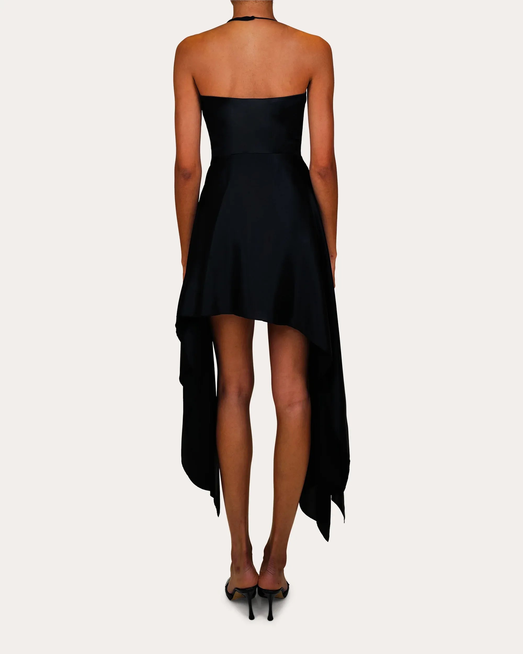 Edgy A-Line Halter-Neck Sleeveless Open Back Asymmetrical Mini For Sale Prom Dress