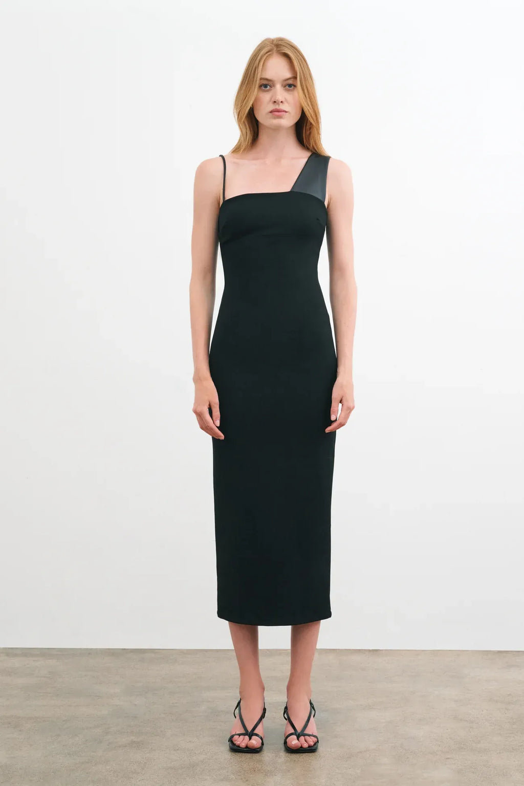 Edgy Sheath Asymmetrical Neck One Strap Zipper Back Midi Length Female Prom Dress