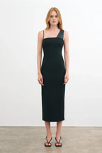 Edgy Sheath Asymmetrical Neck One Strap Zipper Back Midi Length Female Prom Dress