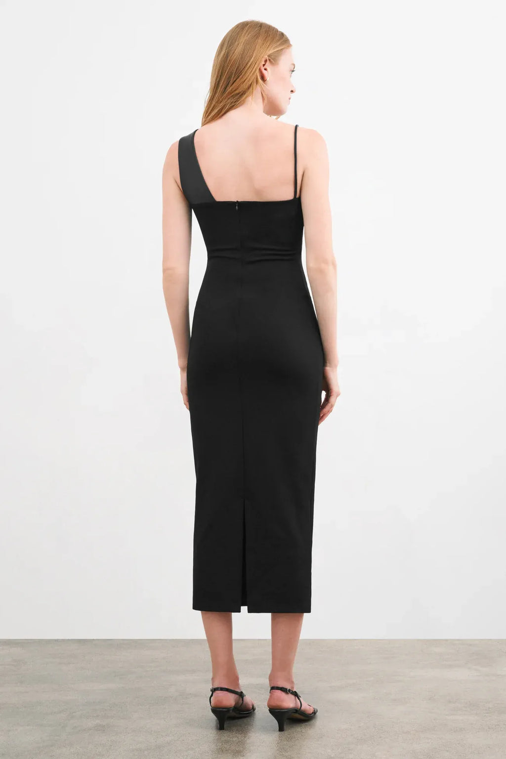 Edgy Sheath Asymmetrical Neck One Strap Zipper Back Midi Length Female Prom Dress
