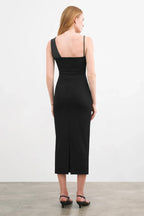 Edgy Sheath Asymmetrical Neck One Strap Zipper Back Midi Length Female Prom Dress