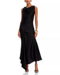 Edgy Sheath Cowl Neck Sleeveless Asymmetrical Hem Floor Length Female Prom Dress