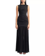 Edgy Sheath Crew Neck Sleeveless Cutout Back Mesh Overlay Floor Length Hot Sale Prom Dress