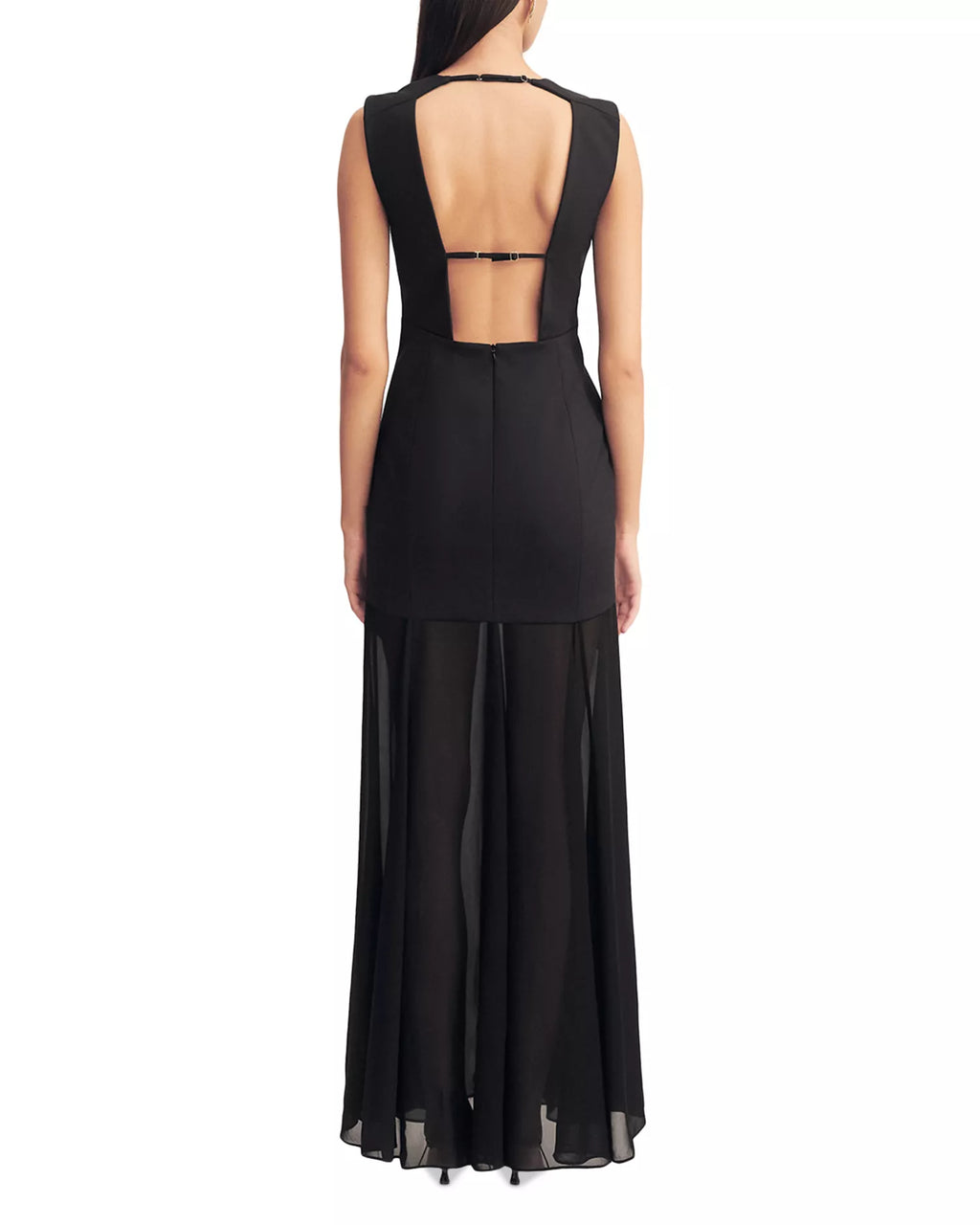 Edgy Sheath Crew Neck Sleeveless Cutout Back Mesh Overlay Floor Length Hot Sale Prom Dress