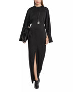 Edgy Sheath Crew Neck Slit Sleeve Zipper Back Slit Floor Length For Adults Prom Dress