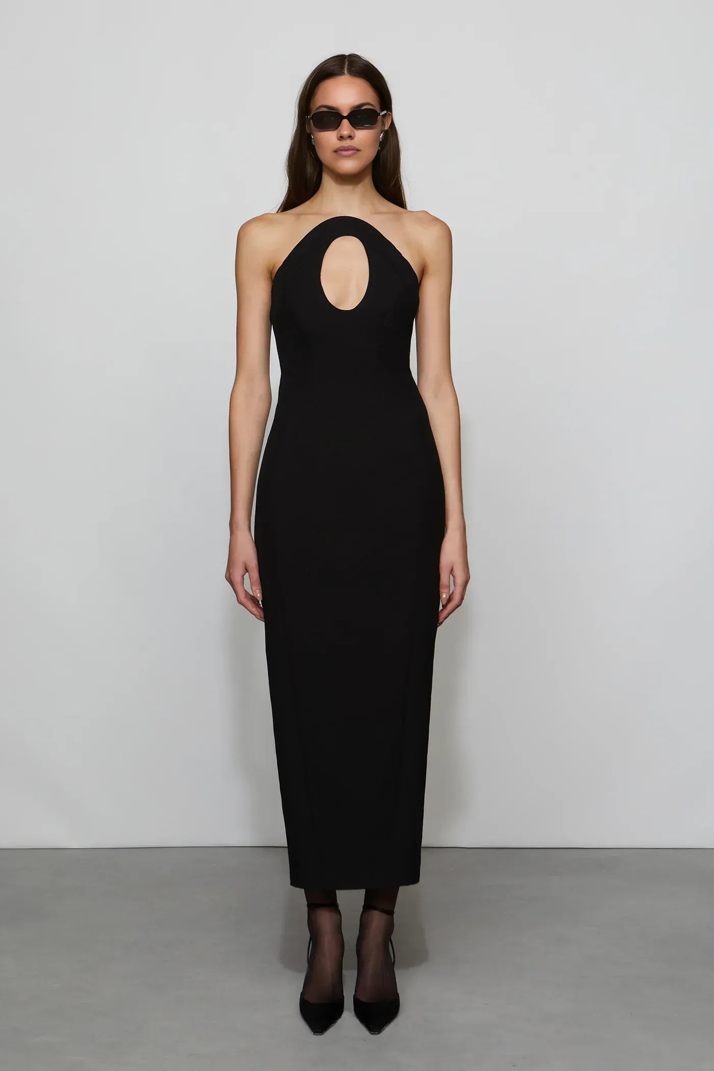 Edgy Sheath Cutout Halter Sleeveless Zipper Back Midi Length Hot Sale Prom Dress
