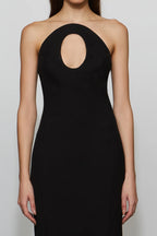 Edgy Sheath Cutout Halter Sleeveless Zipper Back Midi Length Hot Sale Prom Dress