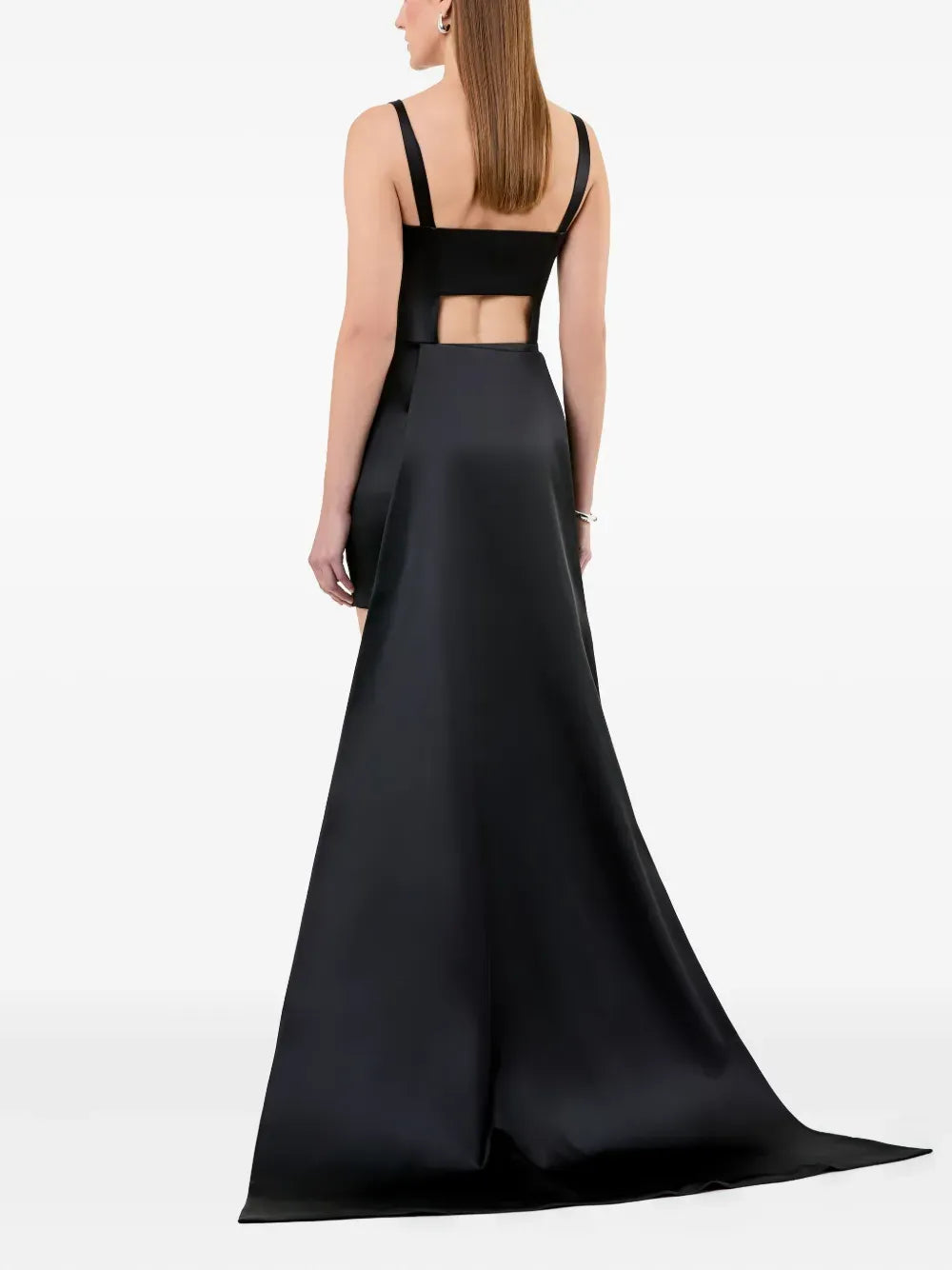 Edgy Sheath Square Neck Sleeveless Cut Out Back High Low Train Prom Dress