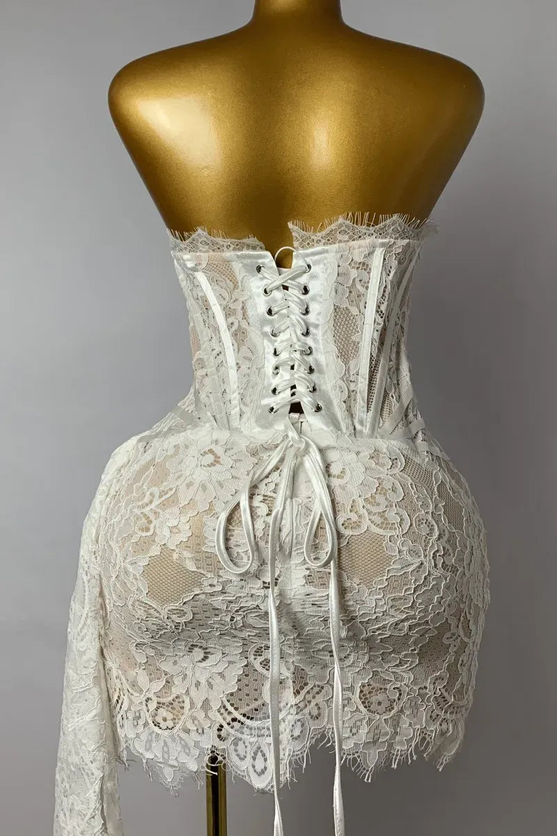 Edgy Sheath Strapless Corset Mini Wedding Dress
