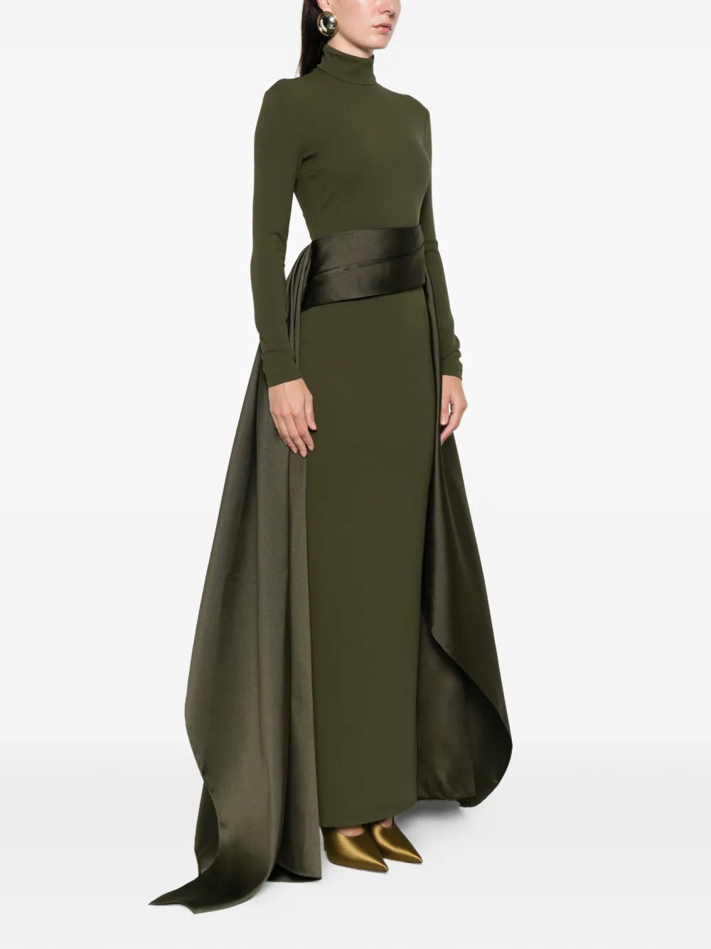 Edgy Sheath Turtleneck Long Sleeve Ruched Back Train Floor Length For Sale Prom Dress
