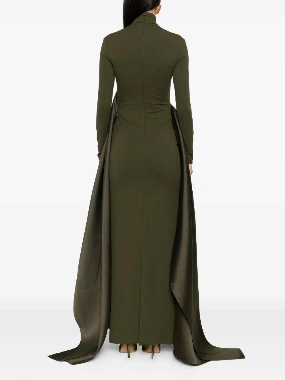 Edgy Sheath Turtleneck Long Sleeve Ruched Back Train Floor Length For Sale Prom Dress