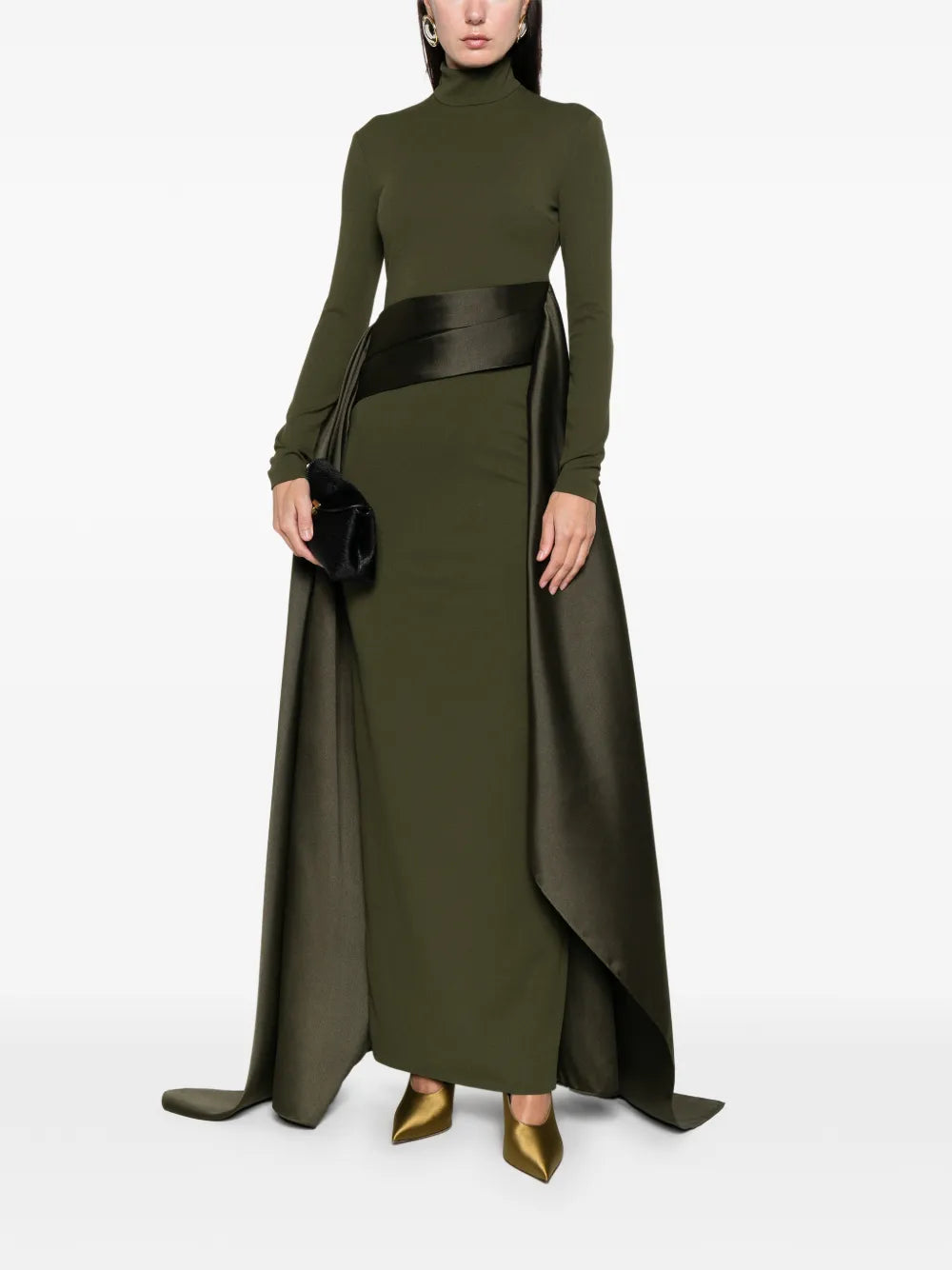 Edgy Sheath Turtleneck Long Sleeve Ruched Back Train Floor Length For Sale Prom Dress