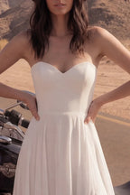 Edgy A-Line Sweetheart Ruffled Slit White Maxi Wedding Dress Hot Sale
