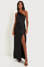 Green Dress Elegance Olive One-Shoulder Maxi Dress Evening Dress Sheath Sleeveless Irregular Neck Prom Dress