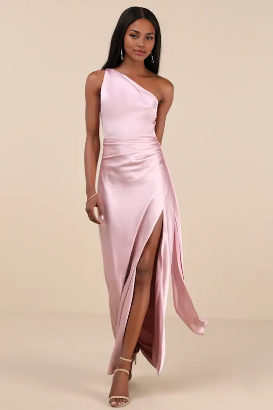 Green Dress Elegance Olive One-Shoulder Maxi Dress Evening Dress Sheath Sleeveless Irregular Neck Prom Dress