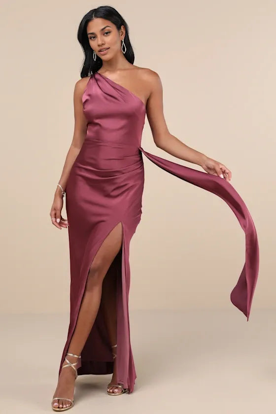 Green Dress Elegance Olive One-Shoulder Maxi Dress Evening Dress Sheath Sleeveless Irregular Neck Prom Dress