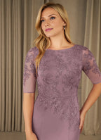 Elegance Mermaid Scoop Neck Short Sleeve Back Zip Floor-Length Mother of the Bride Dress
