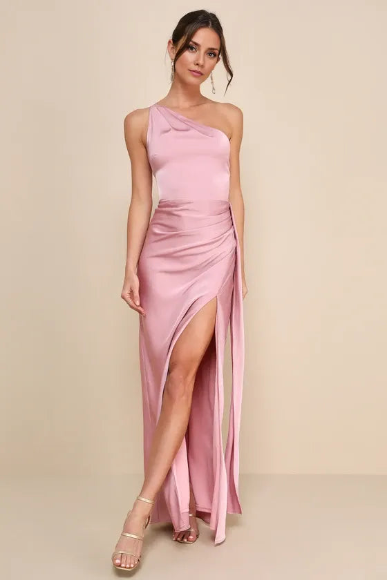 Green Dress Elegance Olive One-Shoulder Maxi Dress Evening Dress Sheath Sleeveless Irregular Neck Prom Dress