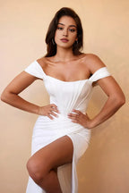 Elegance Sheath/Column Off-The-Shoulder Sleeveless Floor-Length Prom Dress