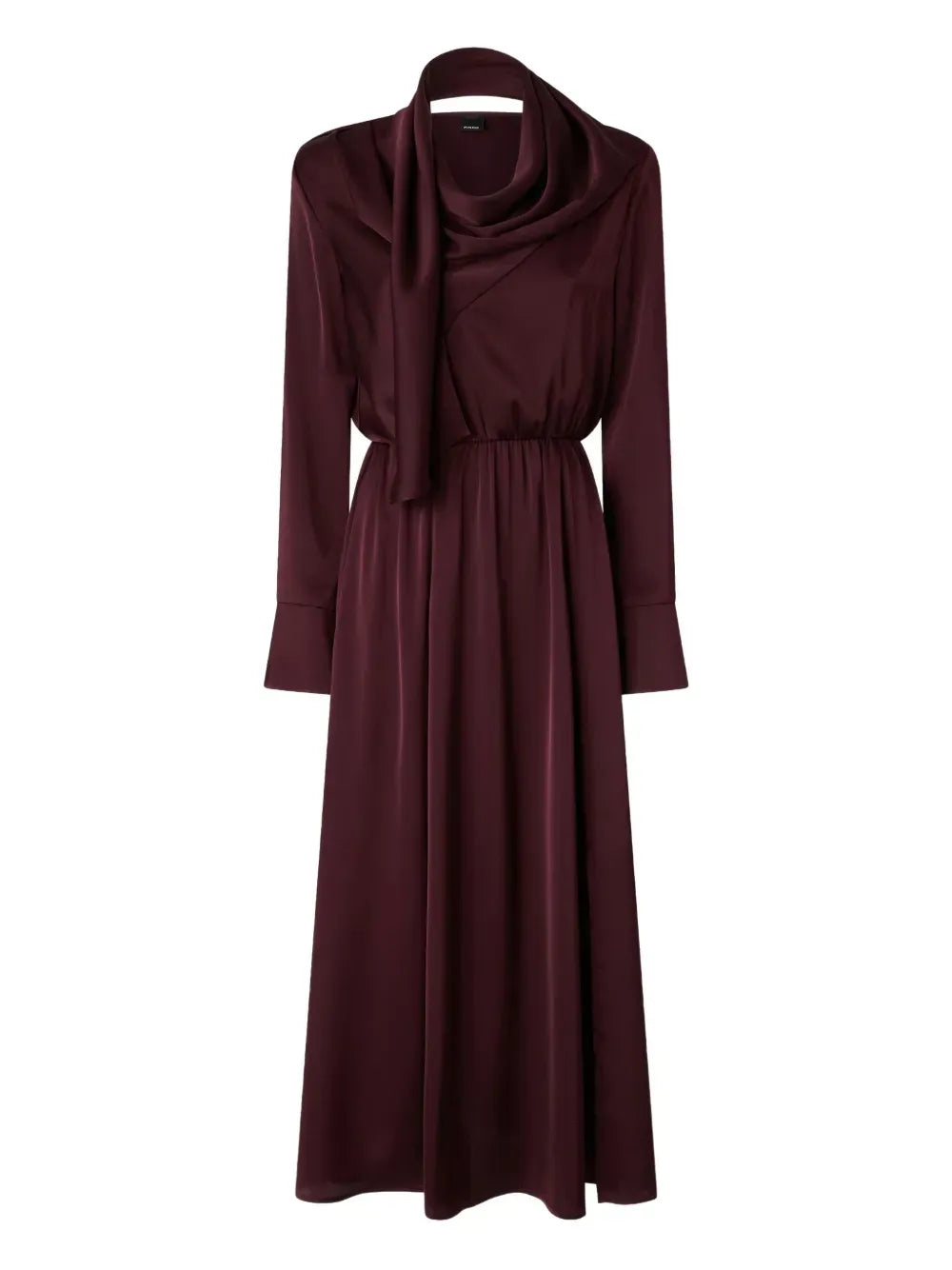 Elegant A-Line Cowl-Neck Long Sleeve Ruched Back Midi Length Prom Dress