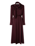 Elegant A-Line Cowl-Neck Long Sleeve Ruched Back Midi Length Prom Dress