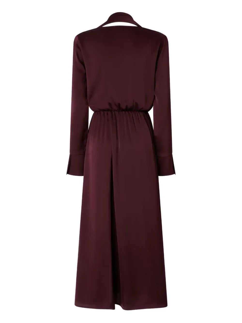 Elegant A-Line Cowl-Neck Long Sleeve Ruched Back Midi Length Prom Dress
