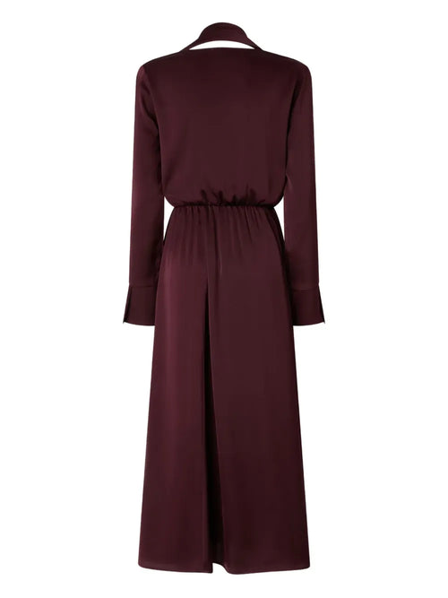 Elegant A-Line Cowl-Neck Long Sleeve Ruched Back Midi Length Prom Dress