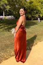 A-Line Cowl Neck Sleeveless Maxi Formal Dress
