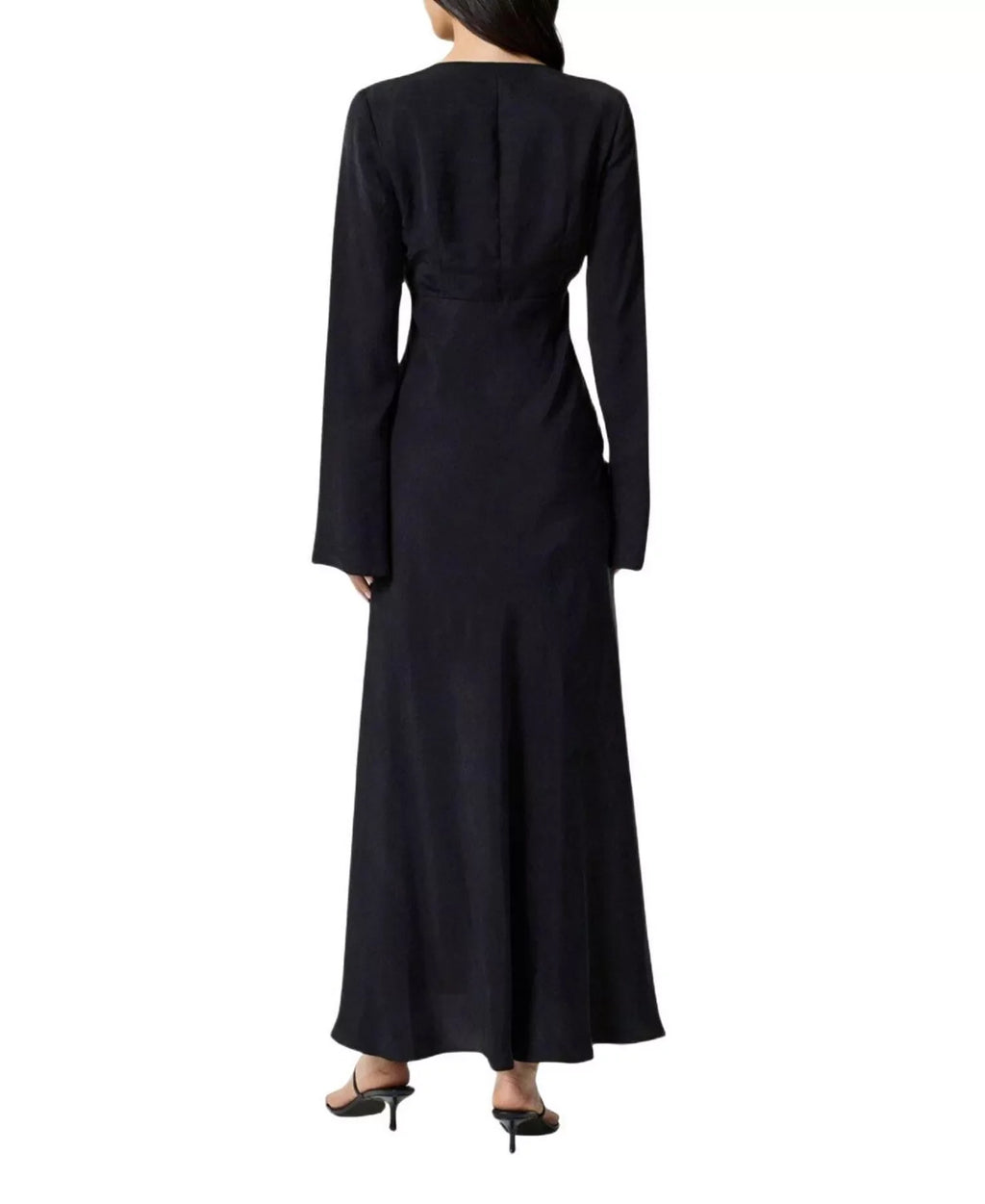 Elegant A Line Deep V Neck Long Sleeve Pearl Accent Floor Length For Sale Prom Dress