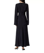 Elegant A Line Deep V Neck Long Sleeve Pearl Accent Floor Length For Sale Prom Dress
