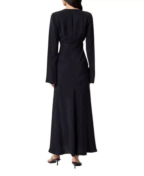 Elegant A Line Deep V Neck Long Sleeve Pearl Accent Floor Length For Sale Prom Dress
