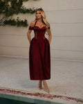 A-Line Halter Neck Off-The-Shoulder Corset Midi Dress