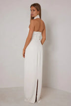 Elegant A-Line Halter Neck Sleeveless Cutout Open Back Floor Length Hot Sale Prom Dress